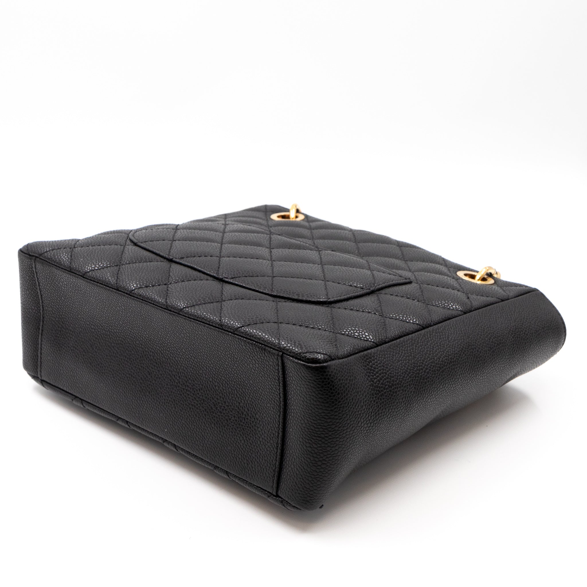 PST Petite Shopping Tote Black Caviar Gold