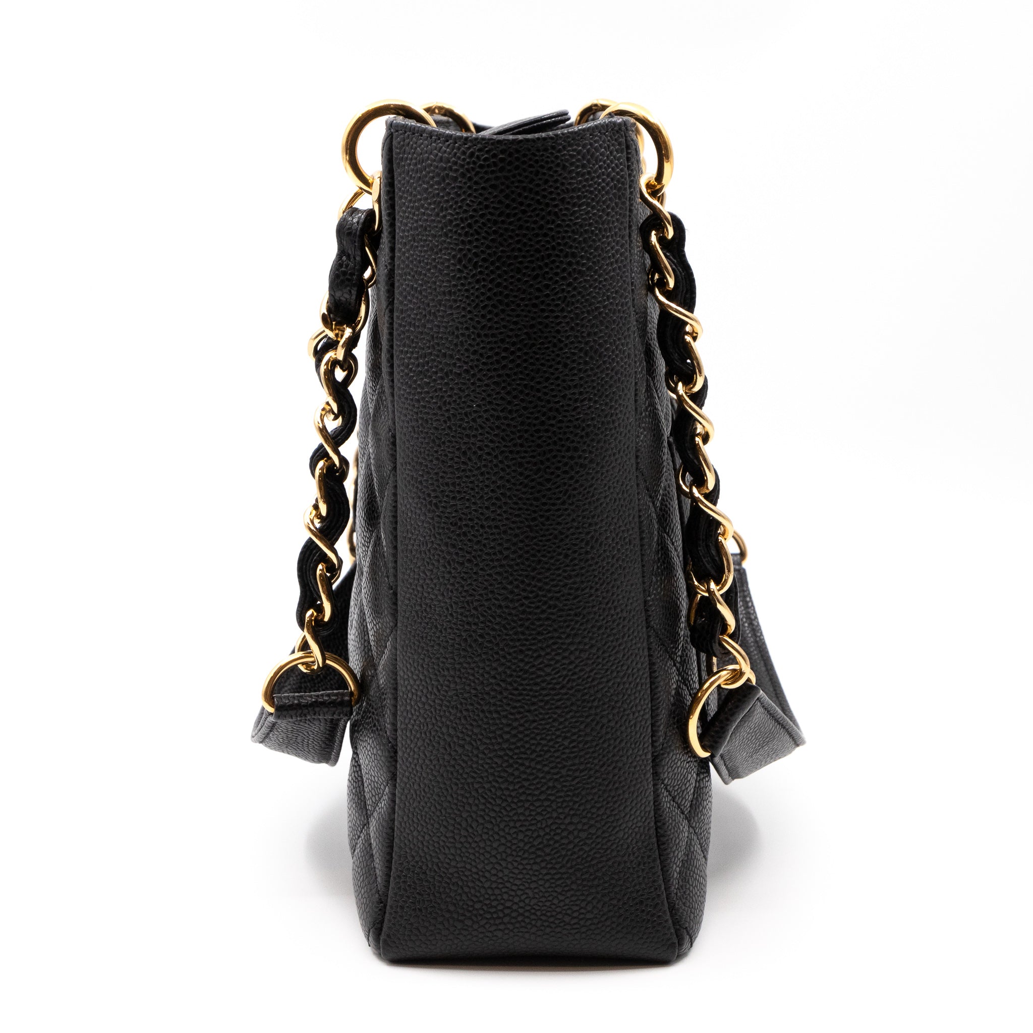 PST Petite Shopping Tote Black Caviar Gold