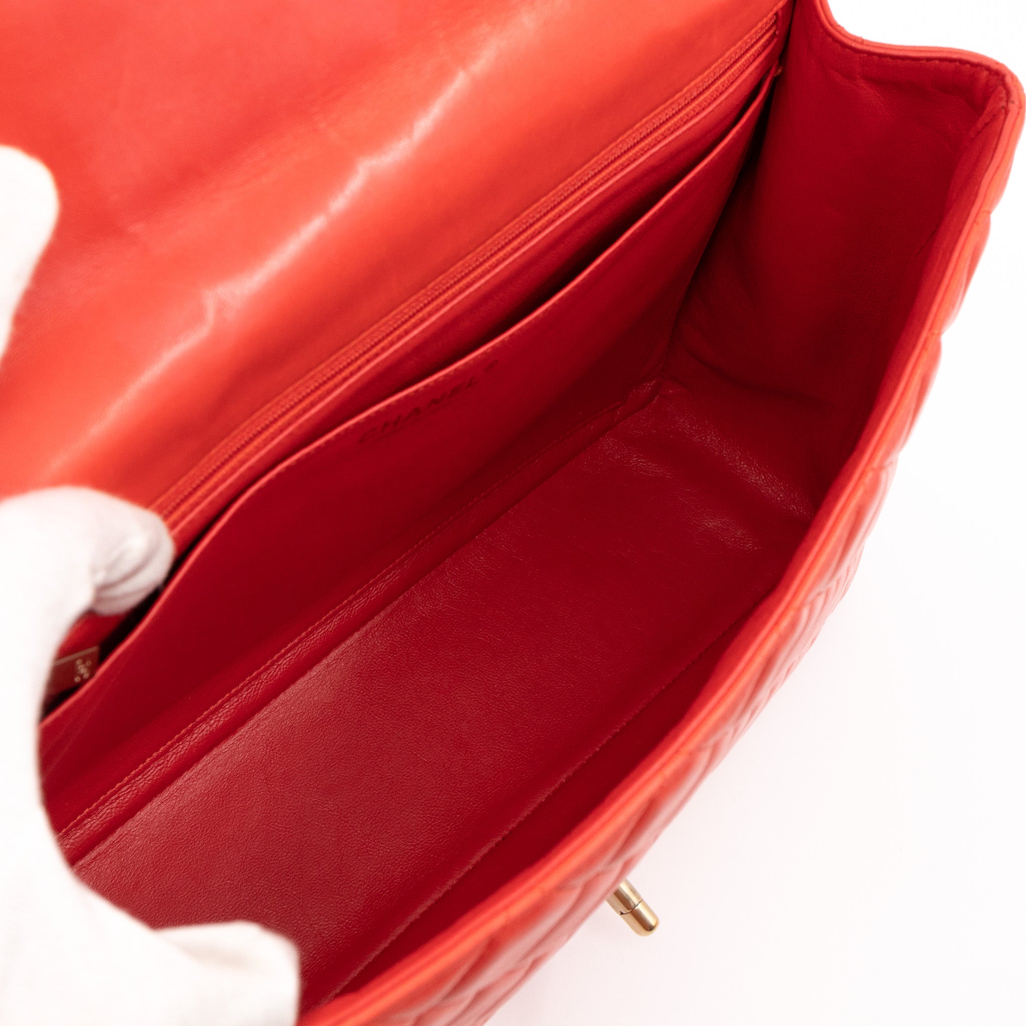 Classic Single Flap Maxi Light Red Leather Matte Gold