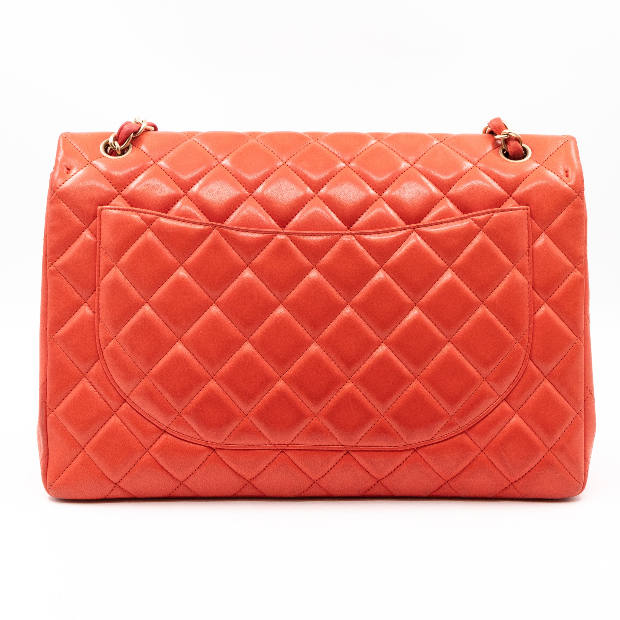 Classic Single Flap Maxi Light Red Leather Matte Gold