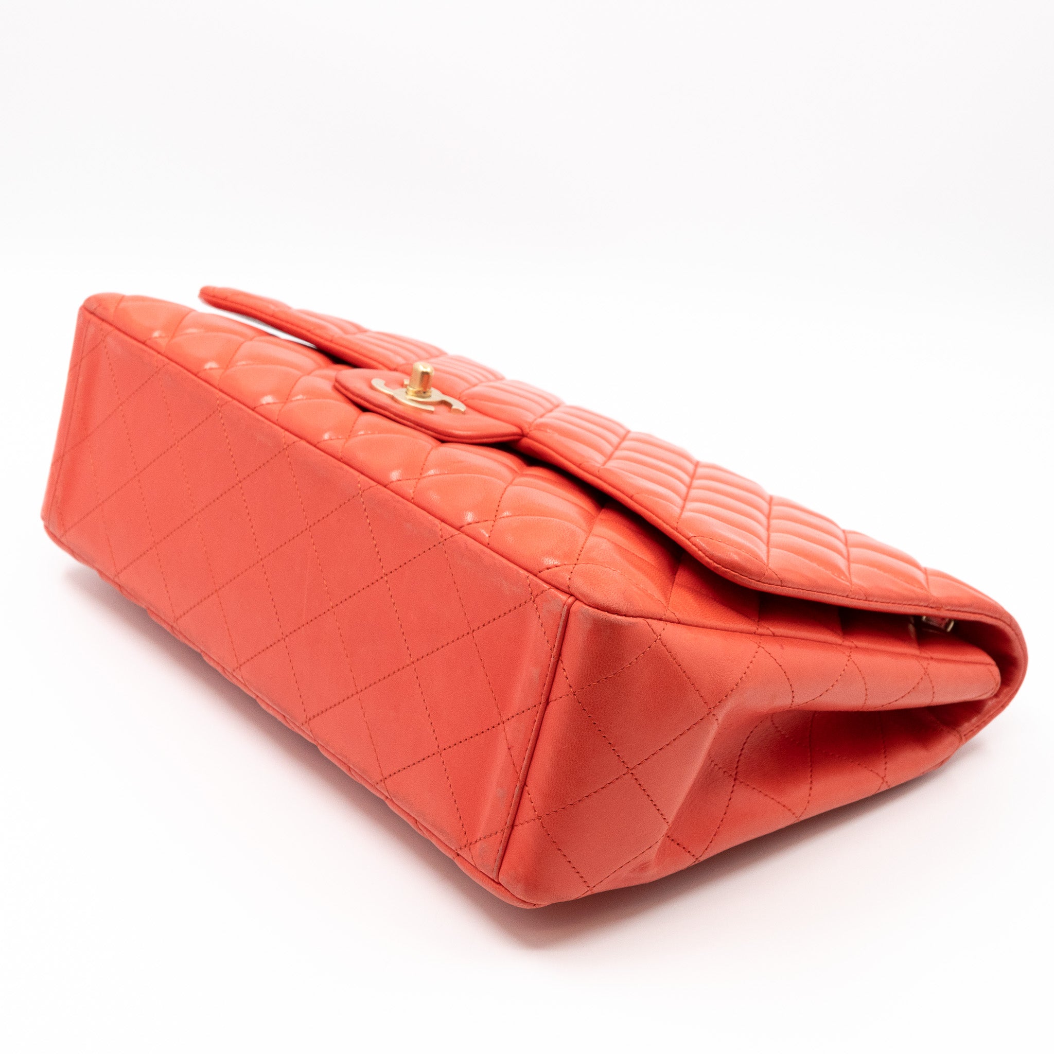 Classic Single Flap Maxi Light Red Leather Matte Gold