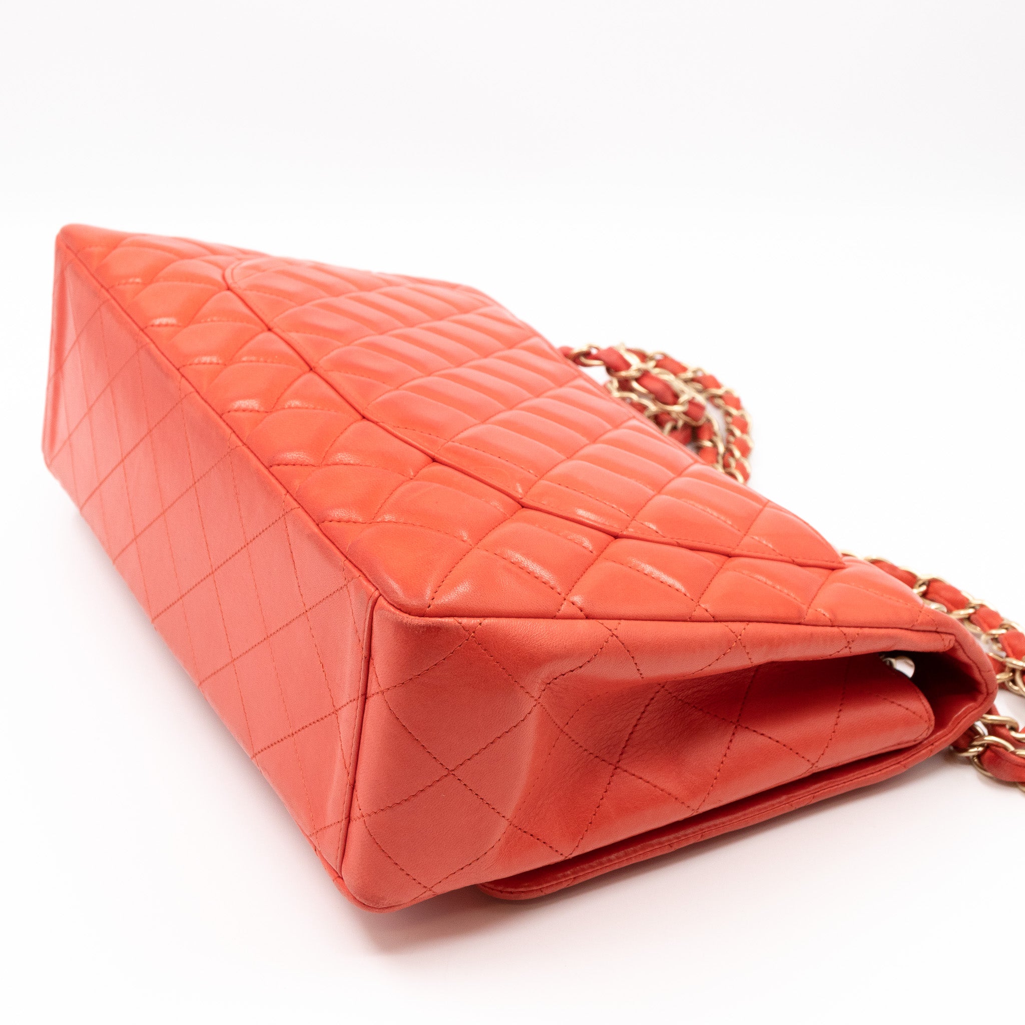 Classic Single Flap Maxi Light Red Leather Matte Gold