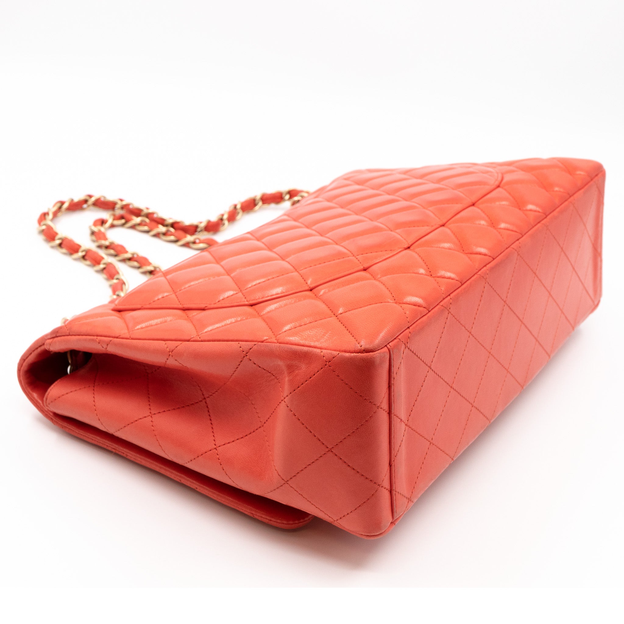 Classic Single Flap Maxi Light Red Leather Matte Gold