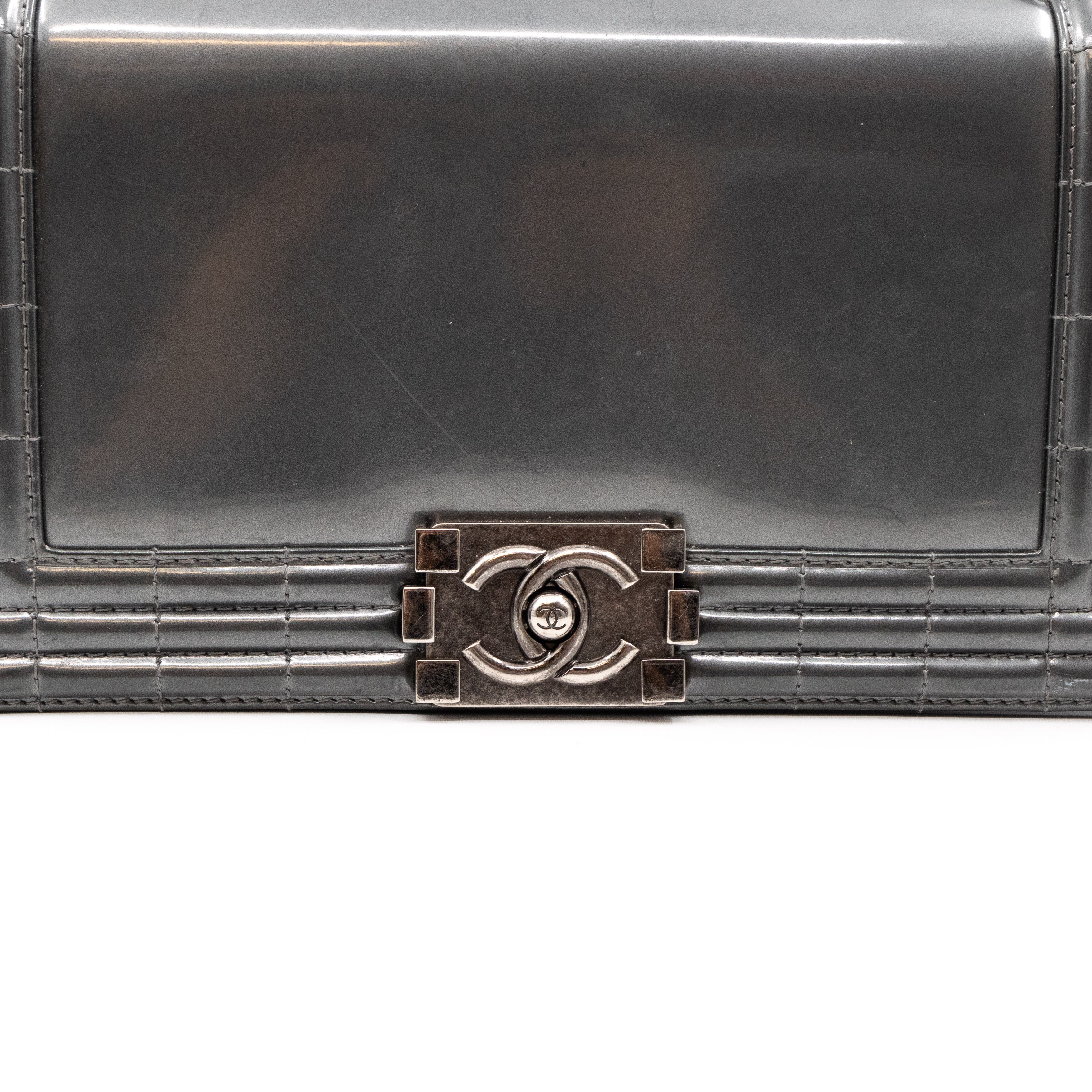 Boy Bag Old Medium Grey Patent Leather