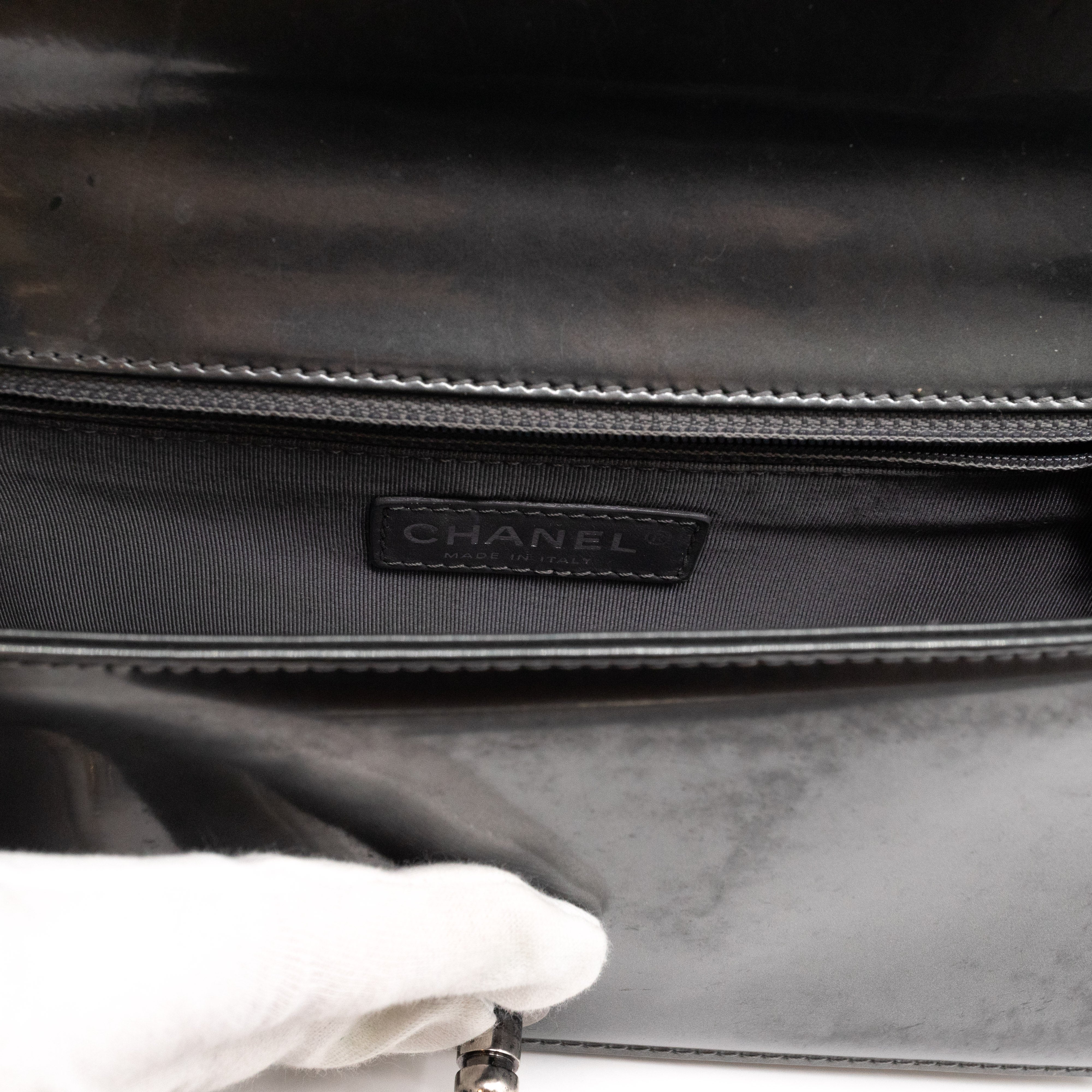 Boy Bag Old Medium Grey Patent Leather