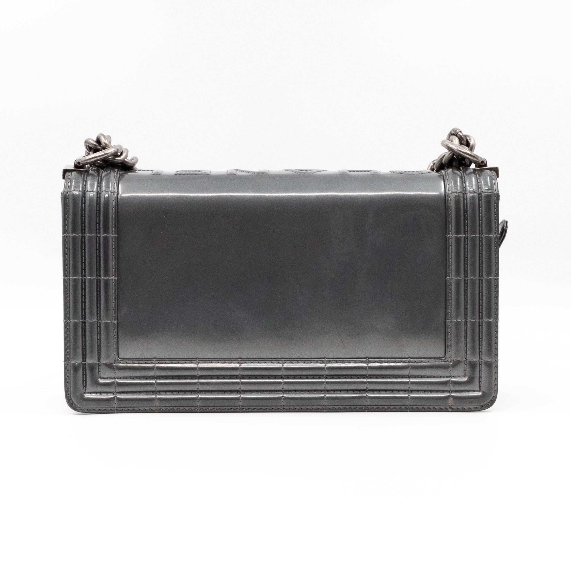 Boy Bag Old Medium Grey Patent Leather