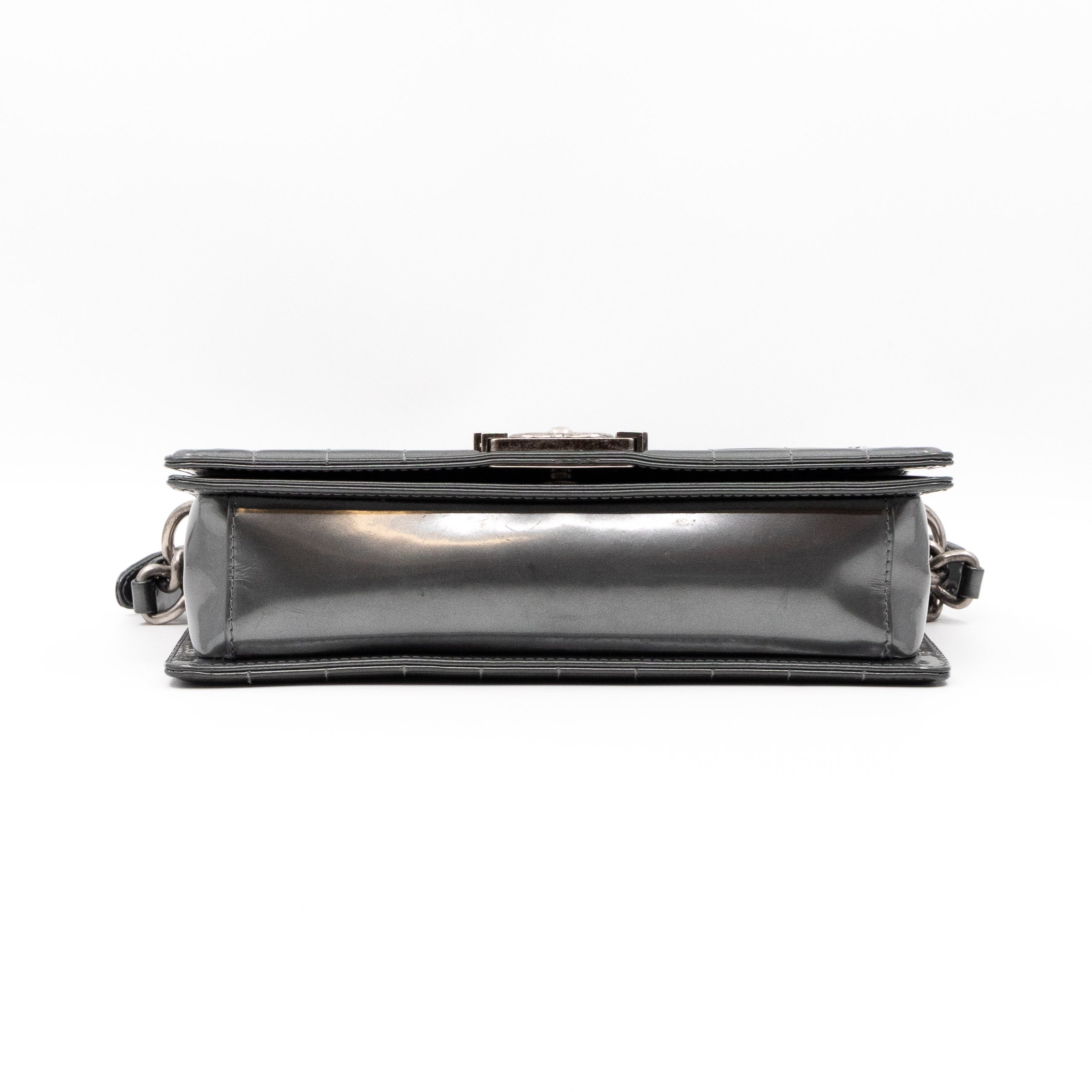 Boy Bag Old Medium Grey Patent Leather