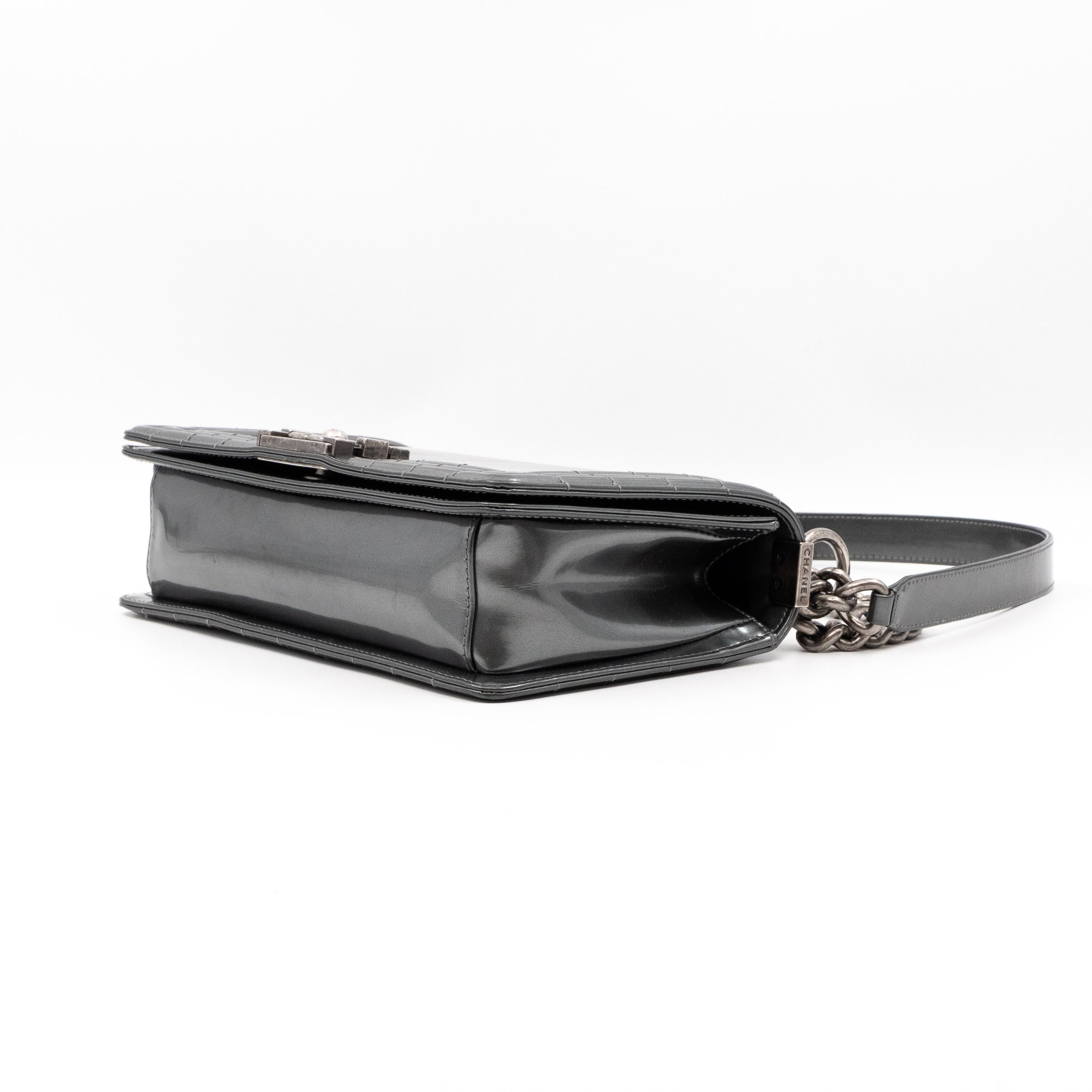 Boy Bag Old Medium Grey Patent Leather