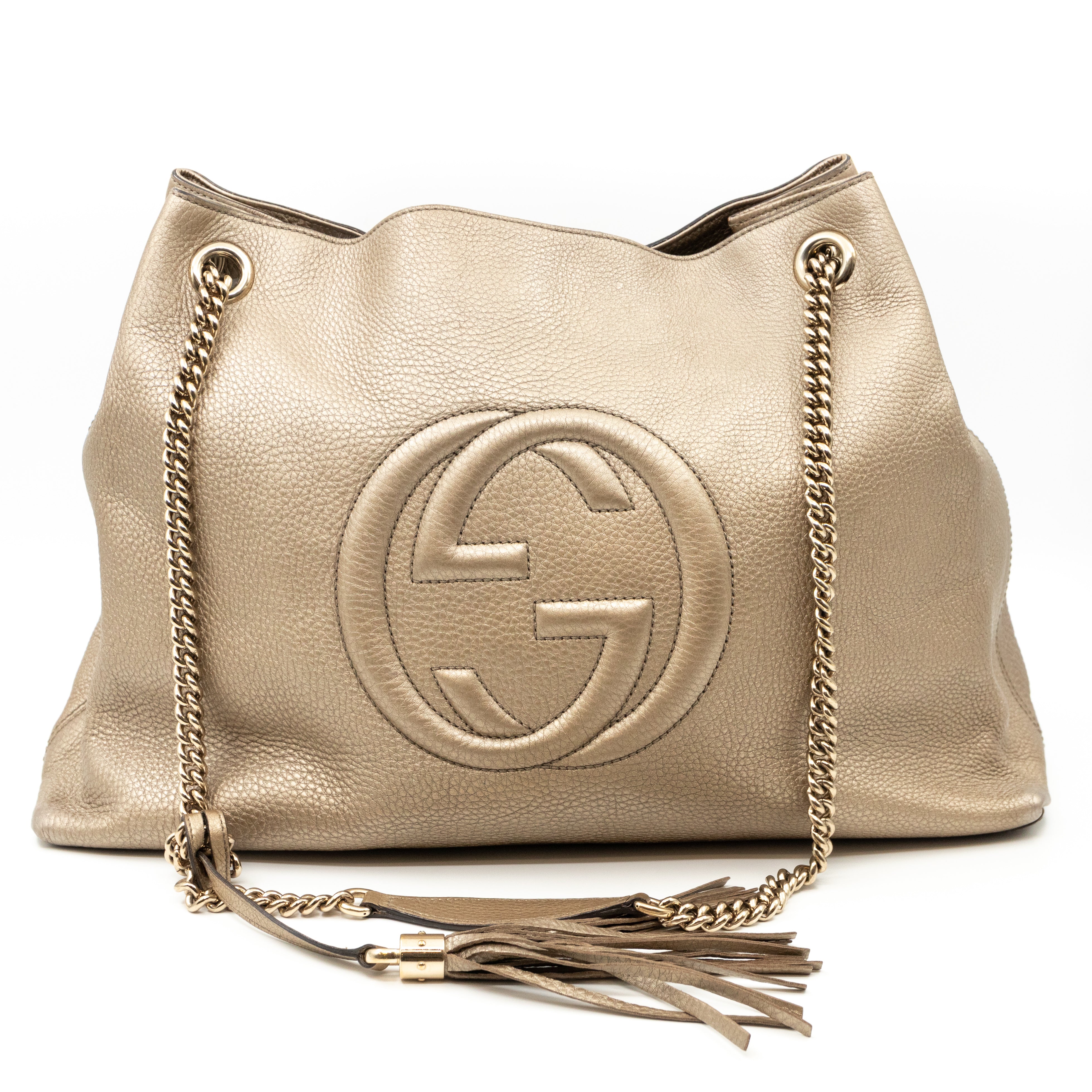 Soho Tassel Chain Large Champagne Leather