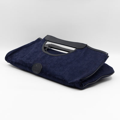 Vintage Noevir Fold over Large Tote Clutch Navy Canvas