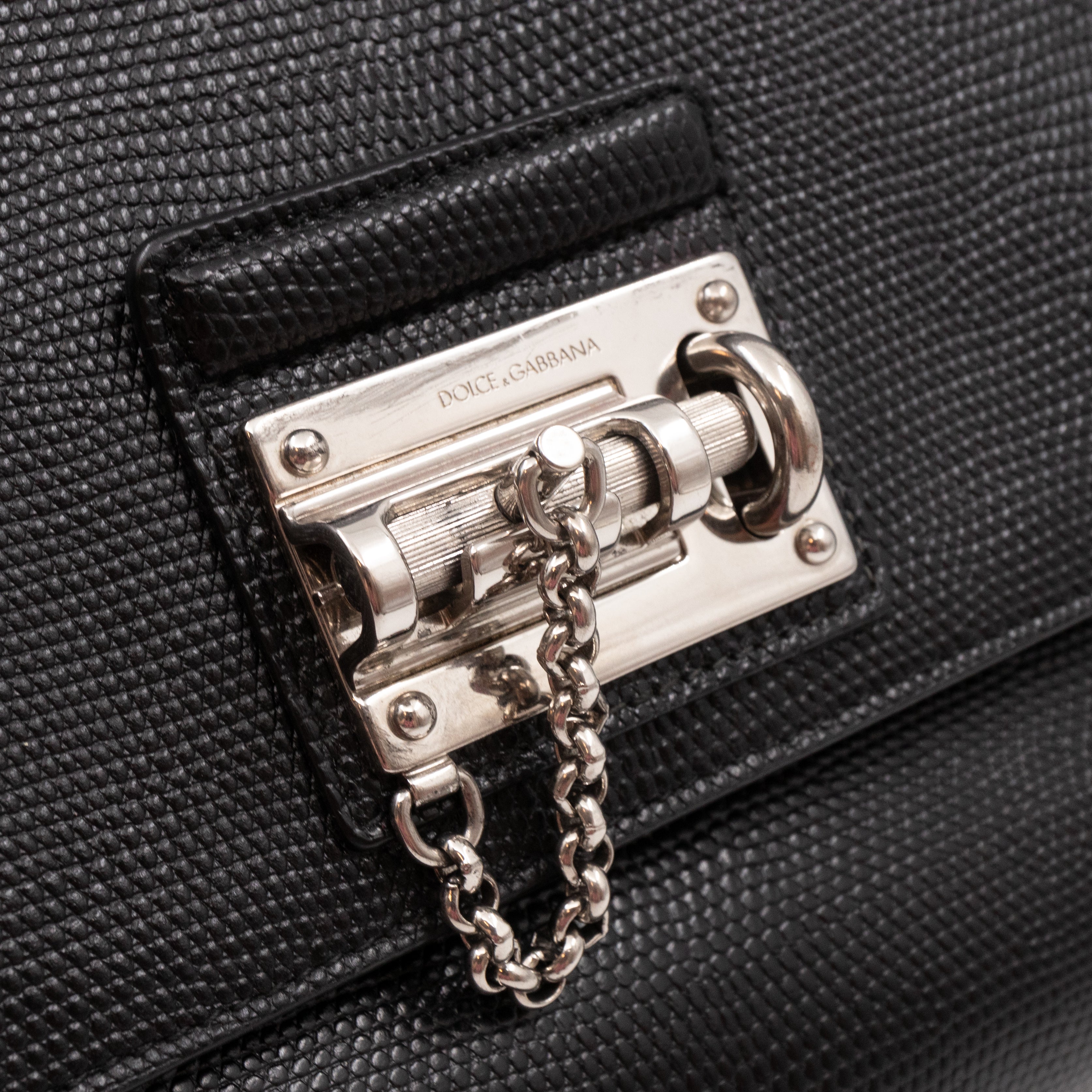 Miss Monica Top Handle Bag Lizard Embossed Leather Black