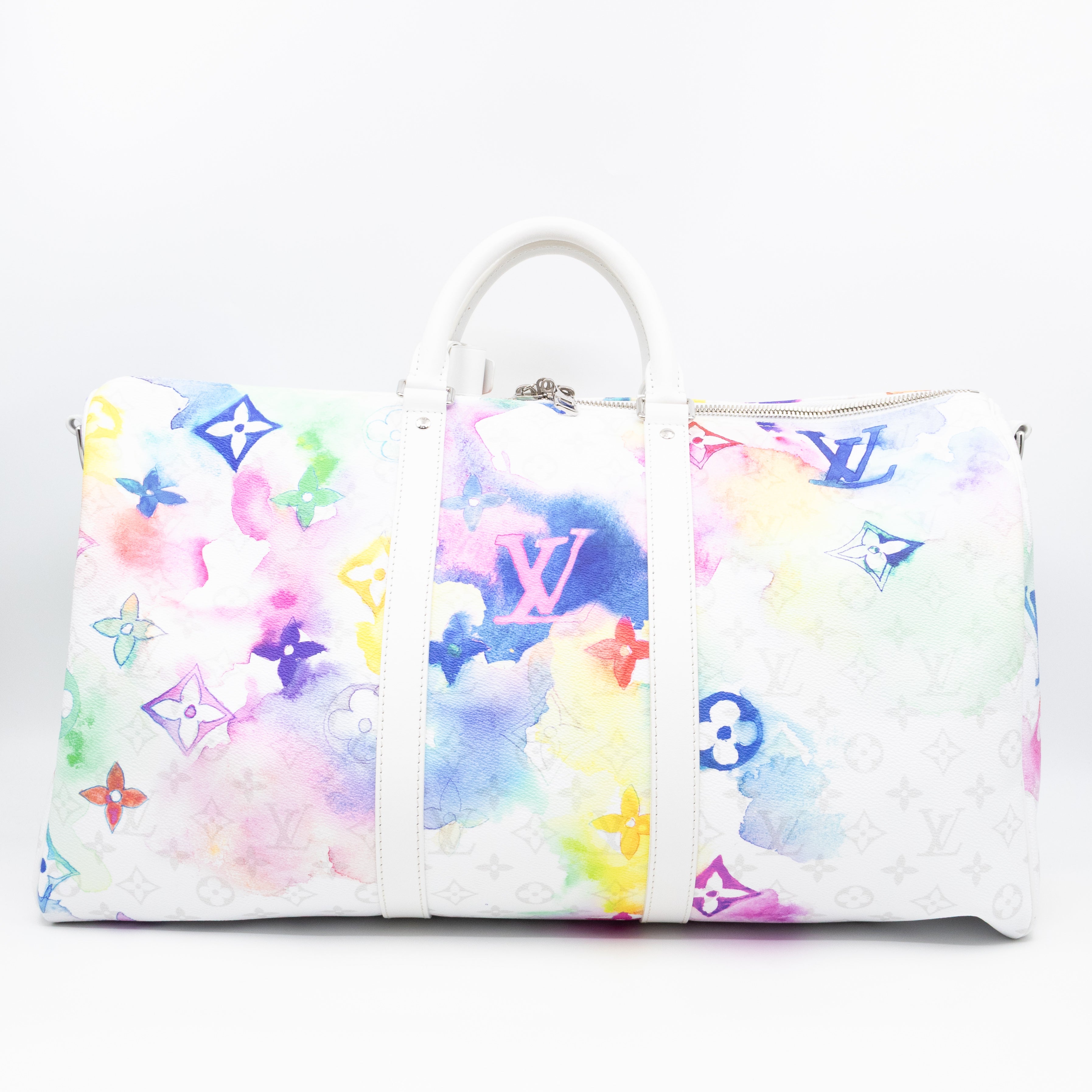 Keepall 50 Bandouliere Monogram Watercolor White