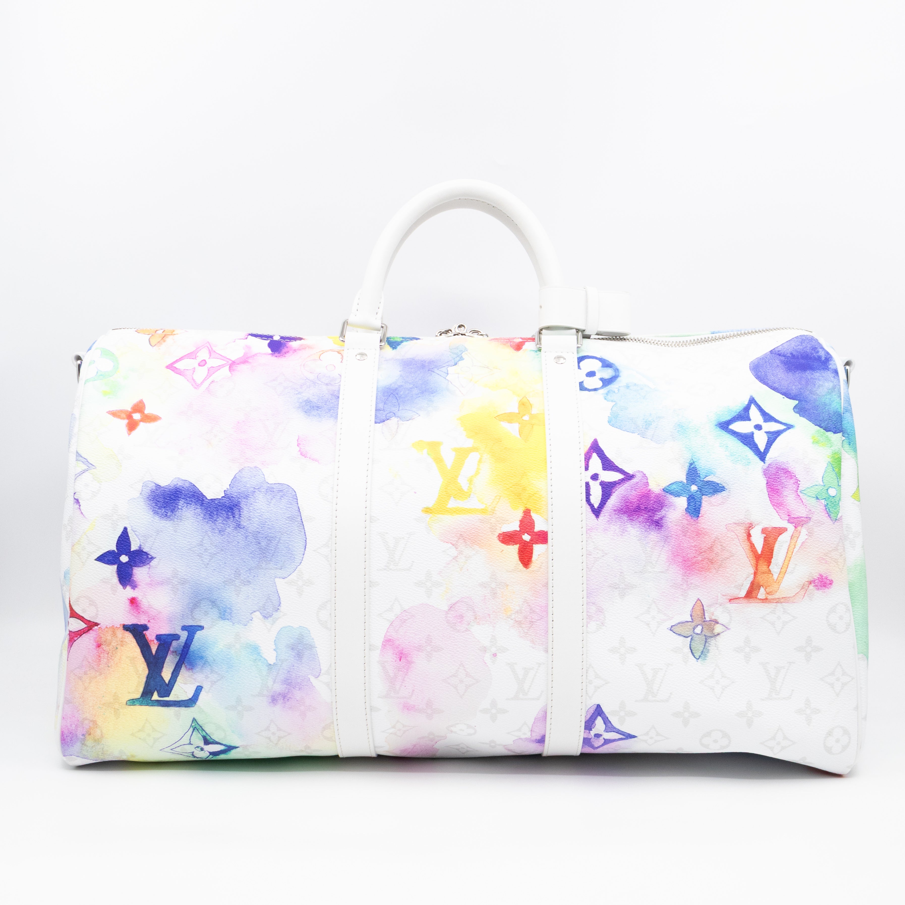 Keepall 50 Bandouliere Monogram Watercolor White