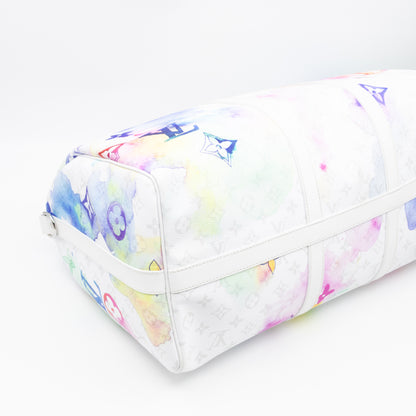 Keepall 50 Bandouliere Monogram Watercolor White