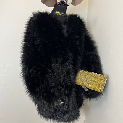 Long Frame Clutch Yellow Striped Patent Leather