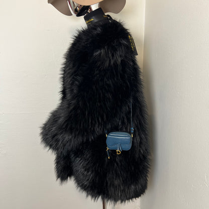 Mini Saddle Crossbody Pouch Steel Blue Leather