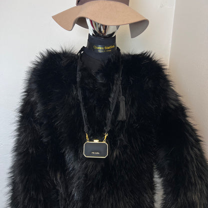 Vanity Case Black Nylon Saffiano Leather