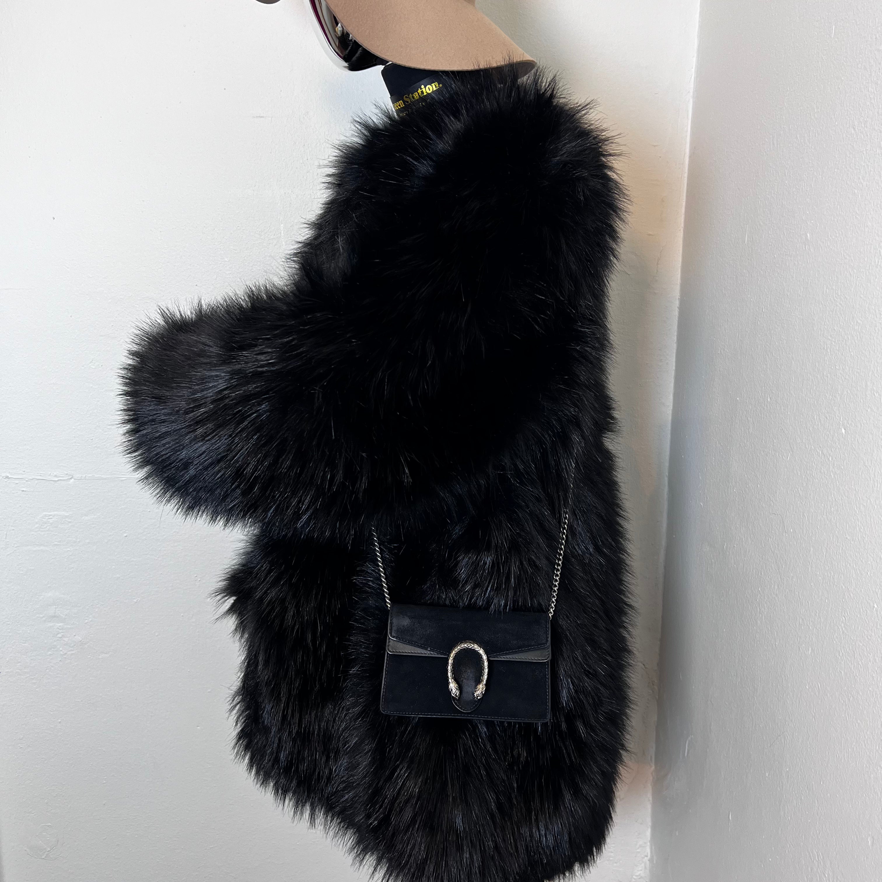 Dionysus Super Mini Black Suede Leather