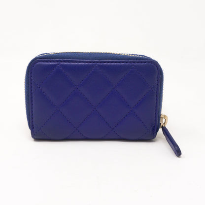 Zipped Coin Purse Blue Leather