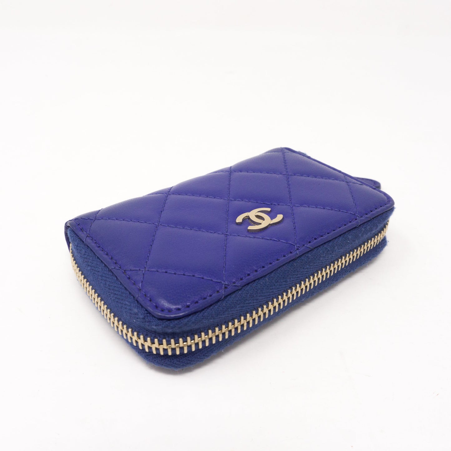 Zipped Coin Purse Blue Leather