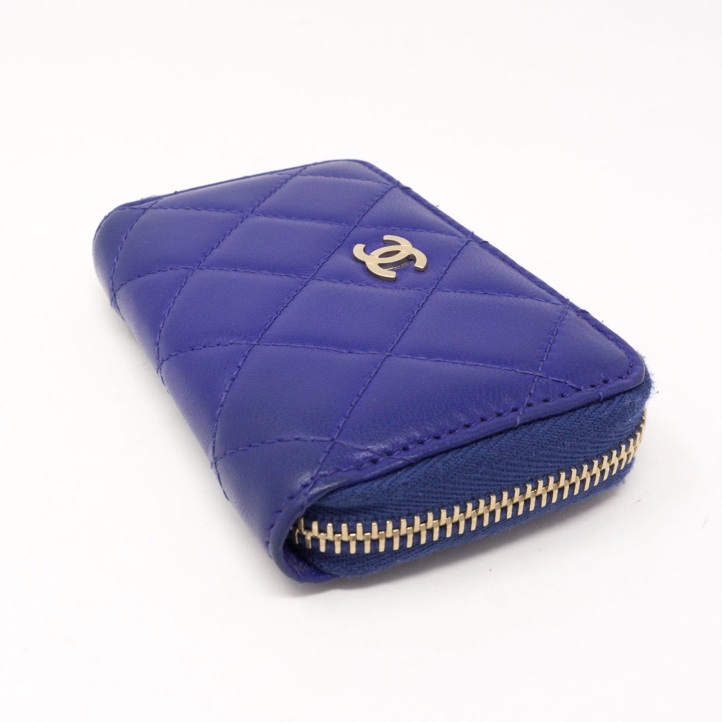 Zipped Coin Purse Blue Leather