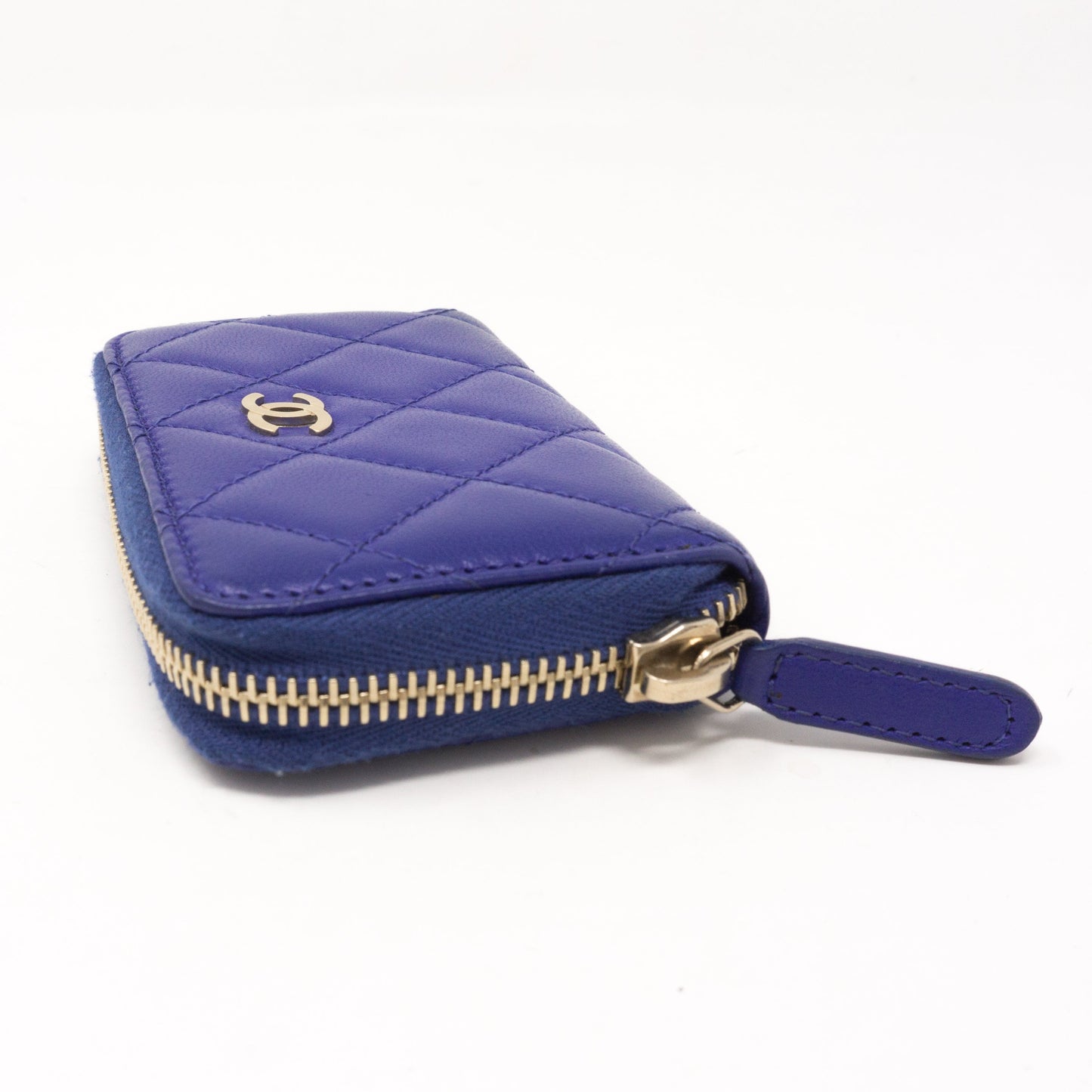 Zipped Coin Purse Blue Leather