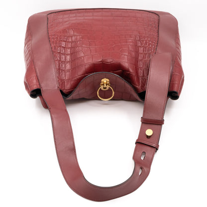 Marloes Hobo Bag Croc Embossed Ruby Leather