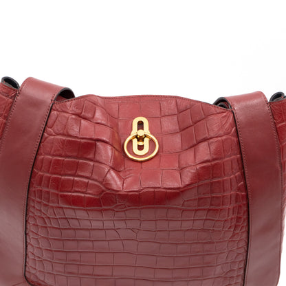 Marloes Hobo Bag Croc Embossed Ruby Leather