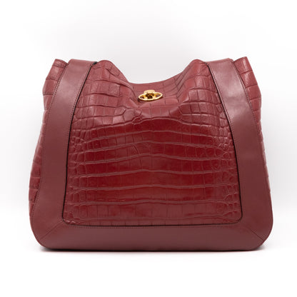 Marloes Hobo Bag Croc Embossed Ruby Leather