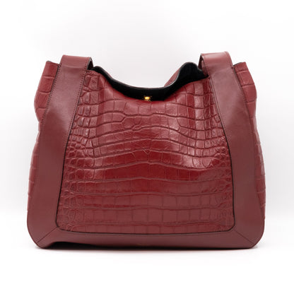 Marloes Hobo Bag Croc Embossed Ruby Leather