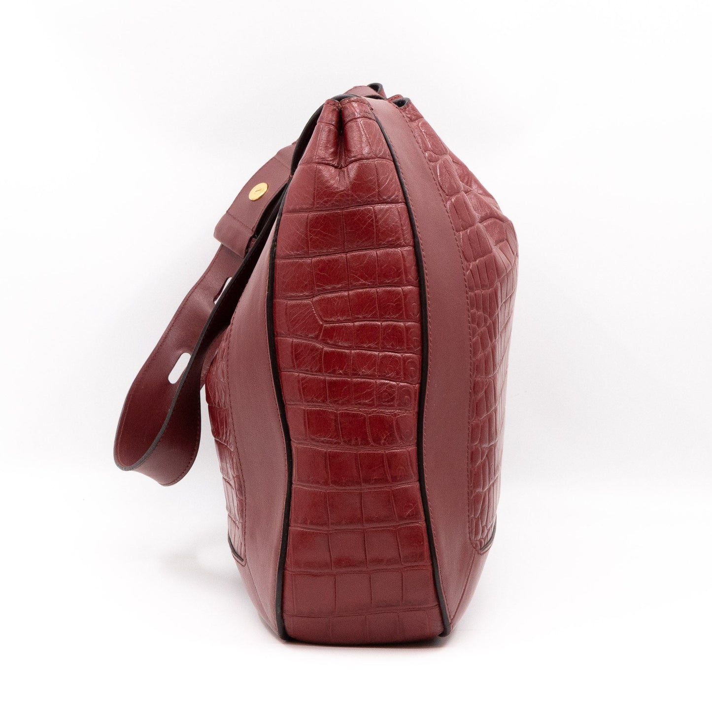 Marloes Hobo Bag Croc Embossed Ruby Leather