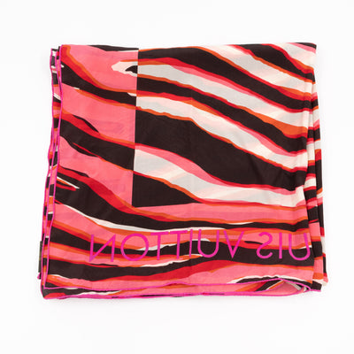 Zebra Silk Square Scarf Pink