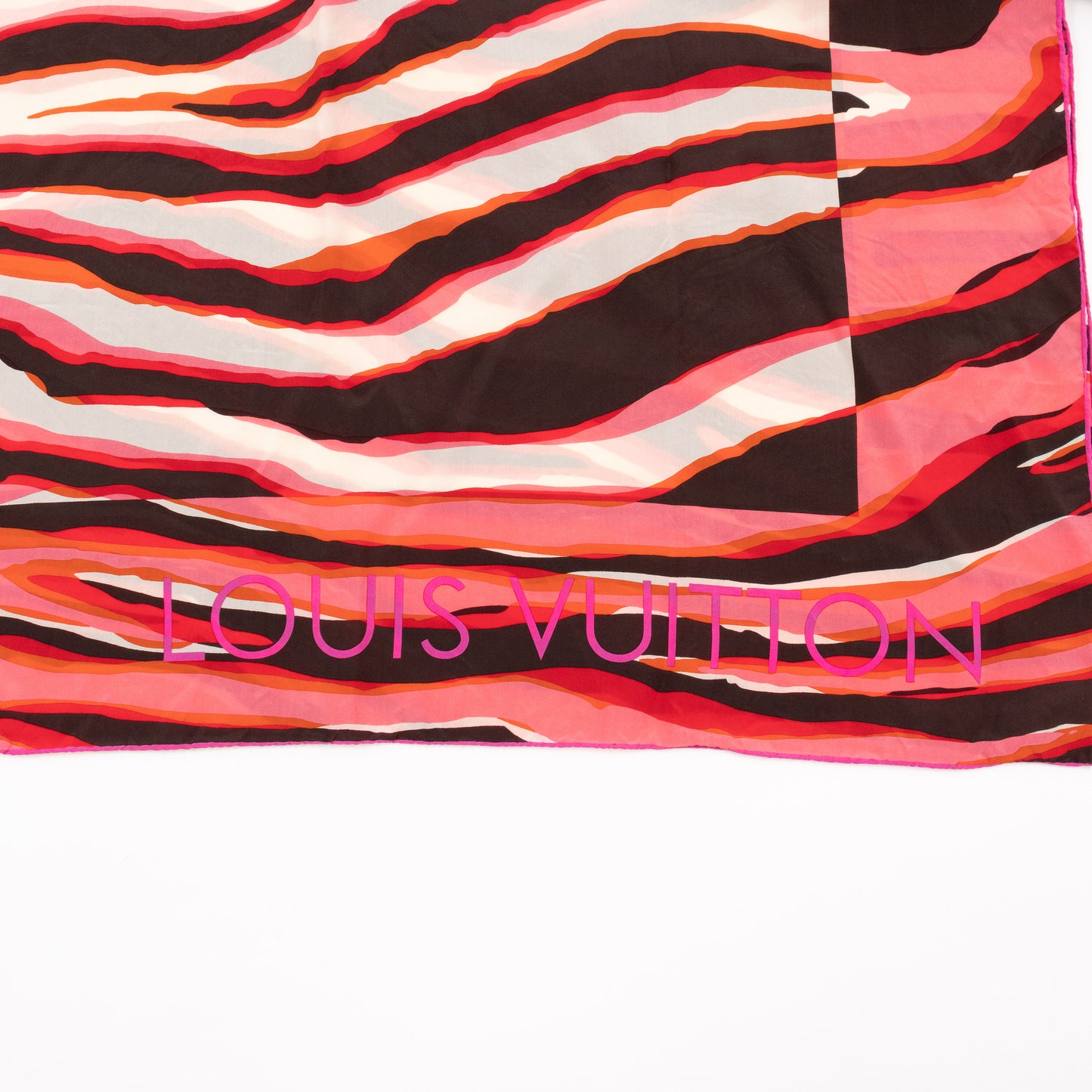 Zebra Silk Square Scarf Pink