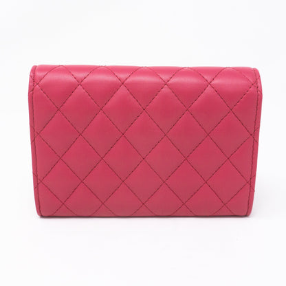 Medium Classic Flap Wallet Pink Leather