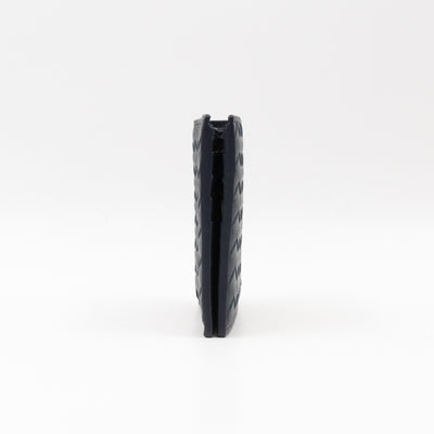 Classic Bifold Wallet Navy Blue Intrecciato Leather