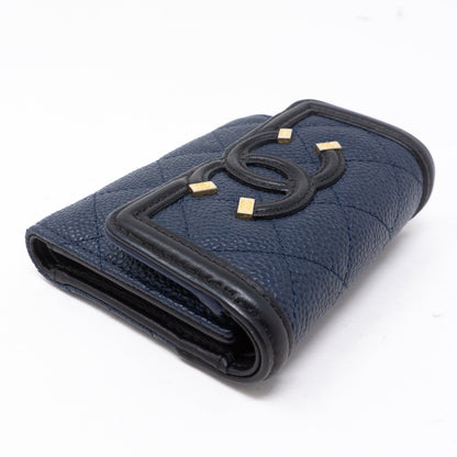 Compact Wallet CC Filigree Blue Caviar