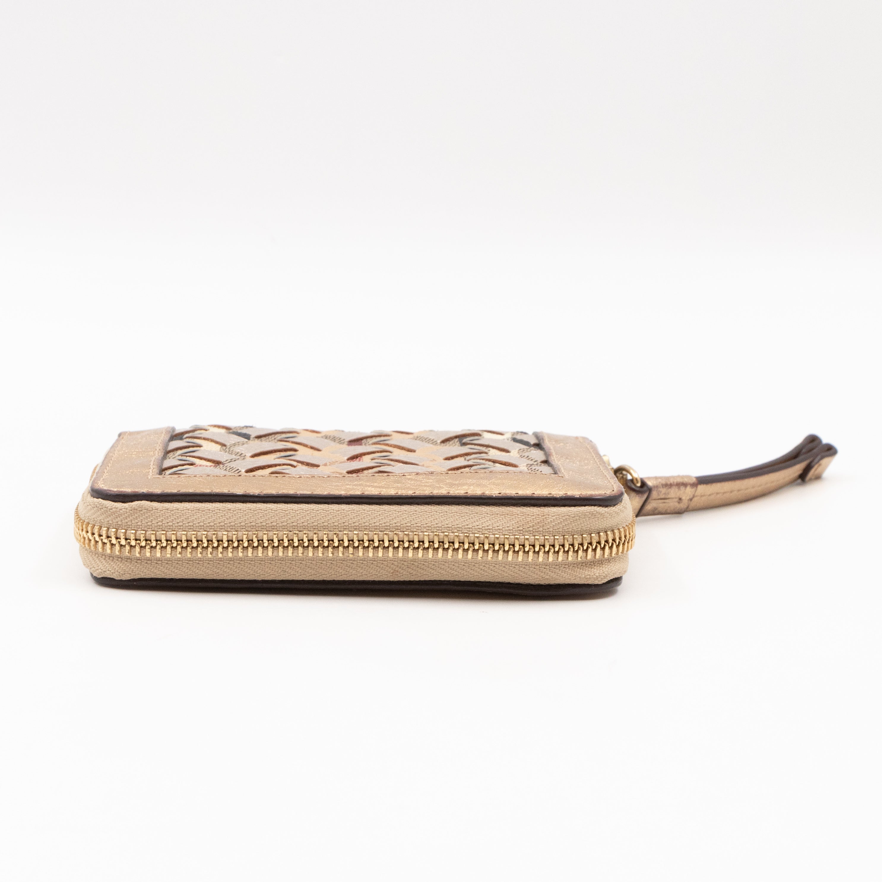 Small Ziggy Wallet Braided Leather Gold