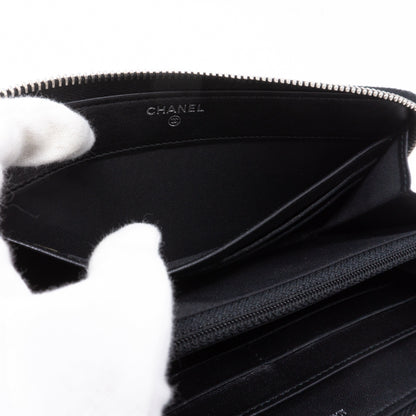 Studded Zip Around Wallet Black Leather