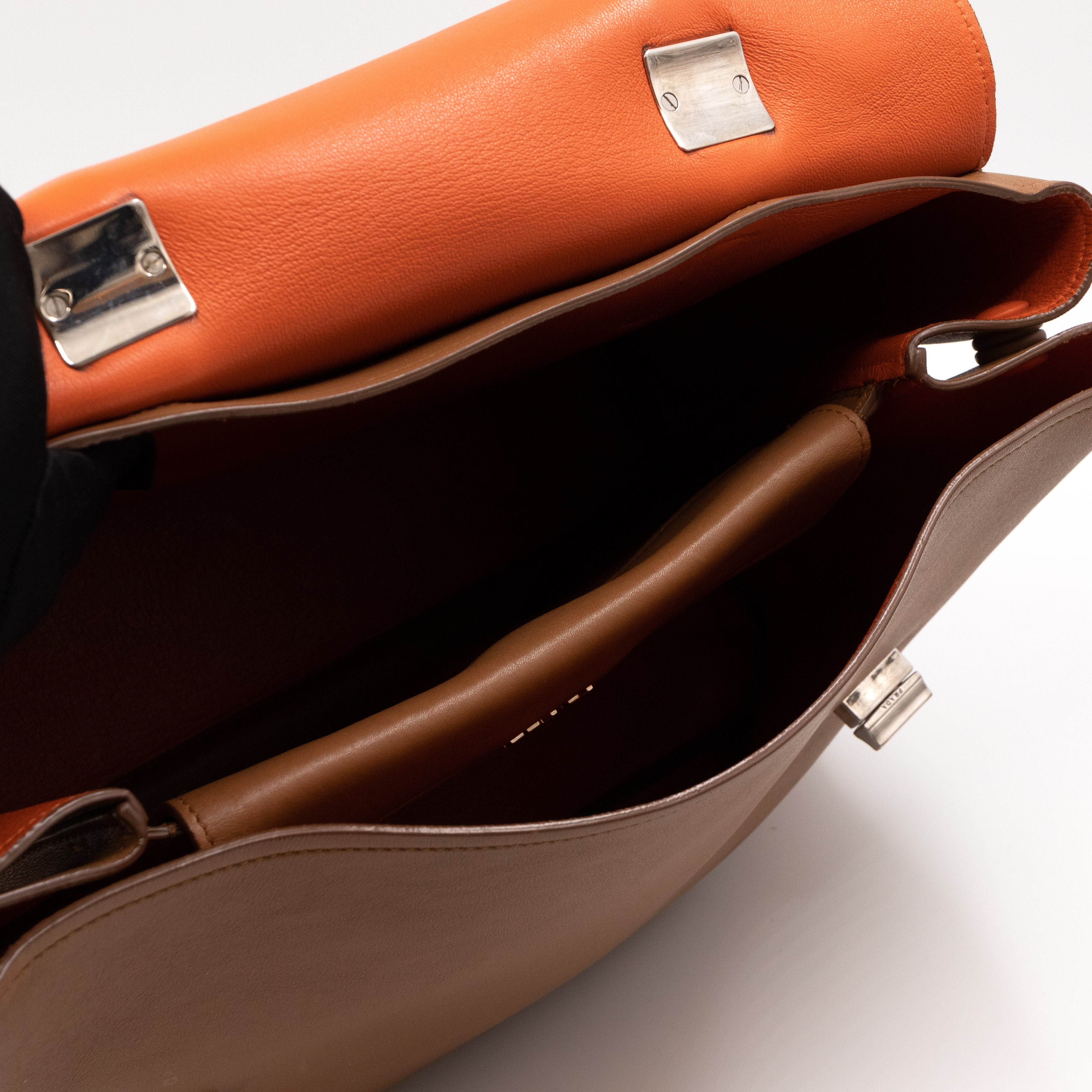 Flap Tote Bag Brown Vitello Leather