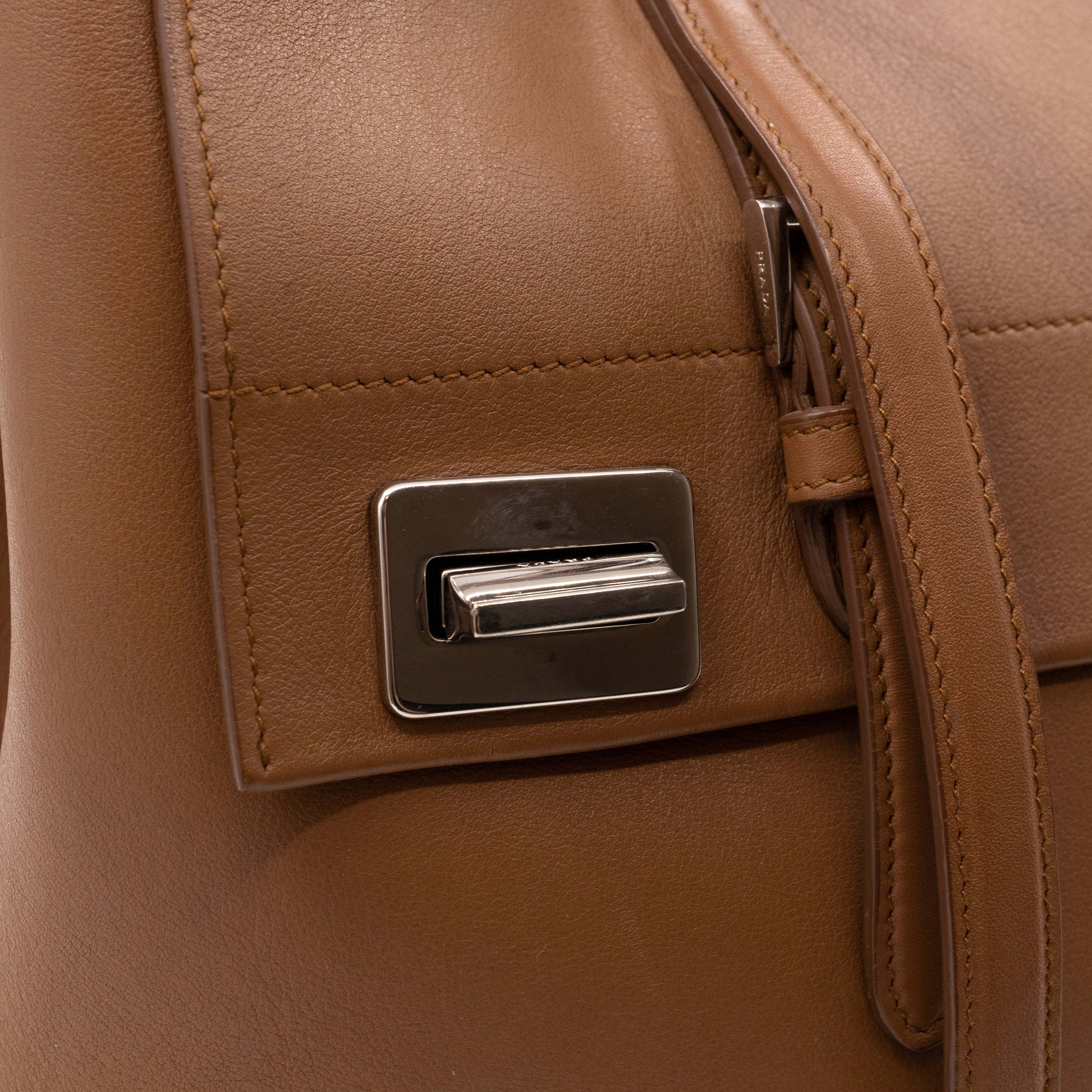 Flap Tote Bag Brown Vitello Leather