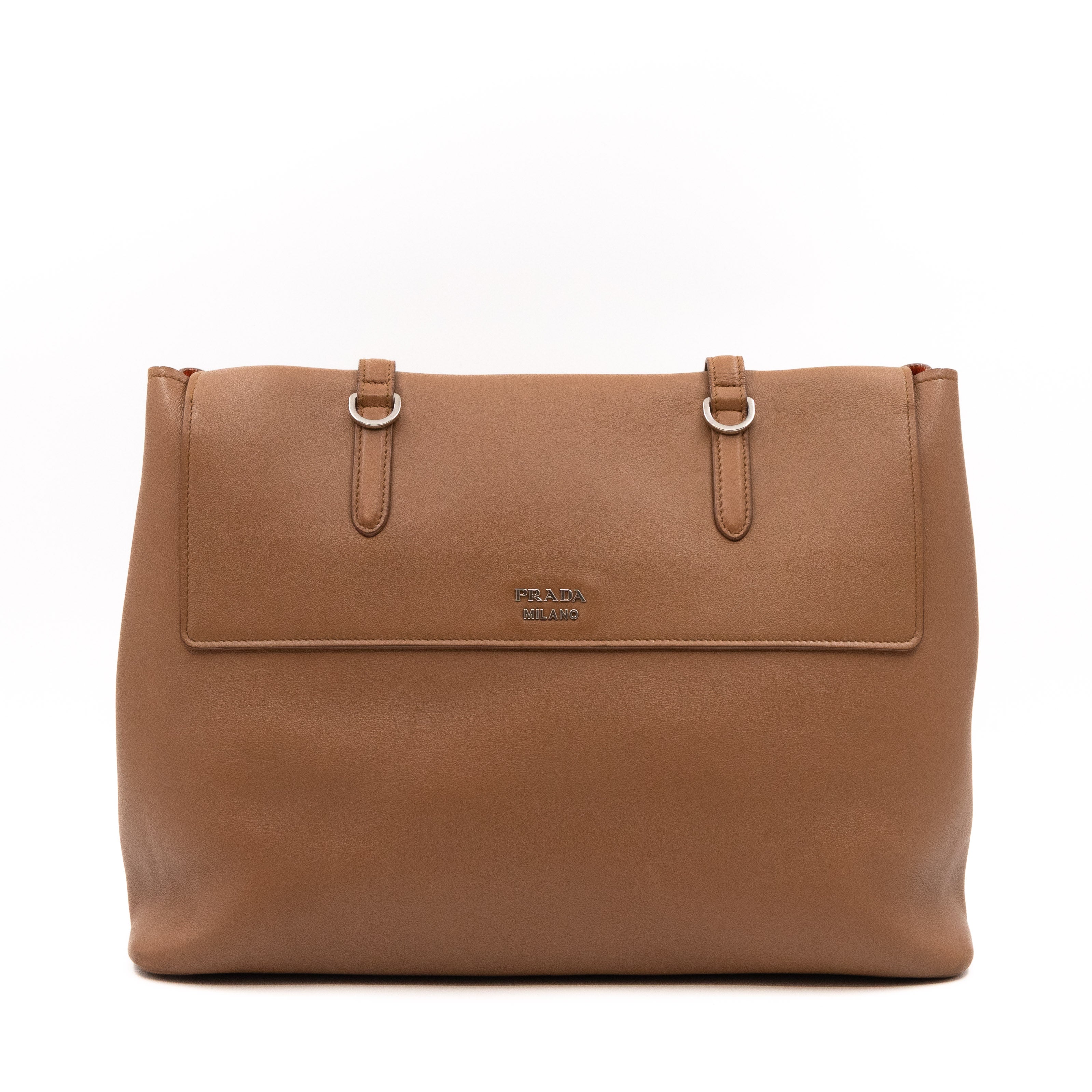 Flap Tote Bag Brown Vitello Leather