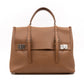 Flap Tote Bag Brown Vitello Leather