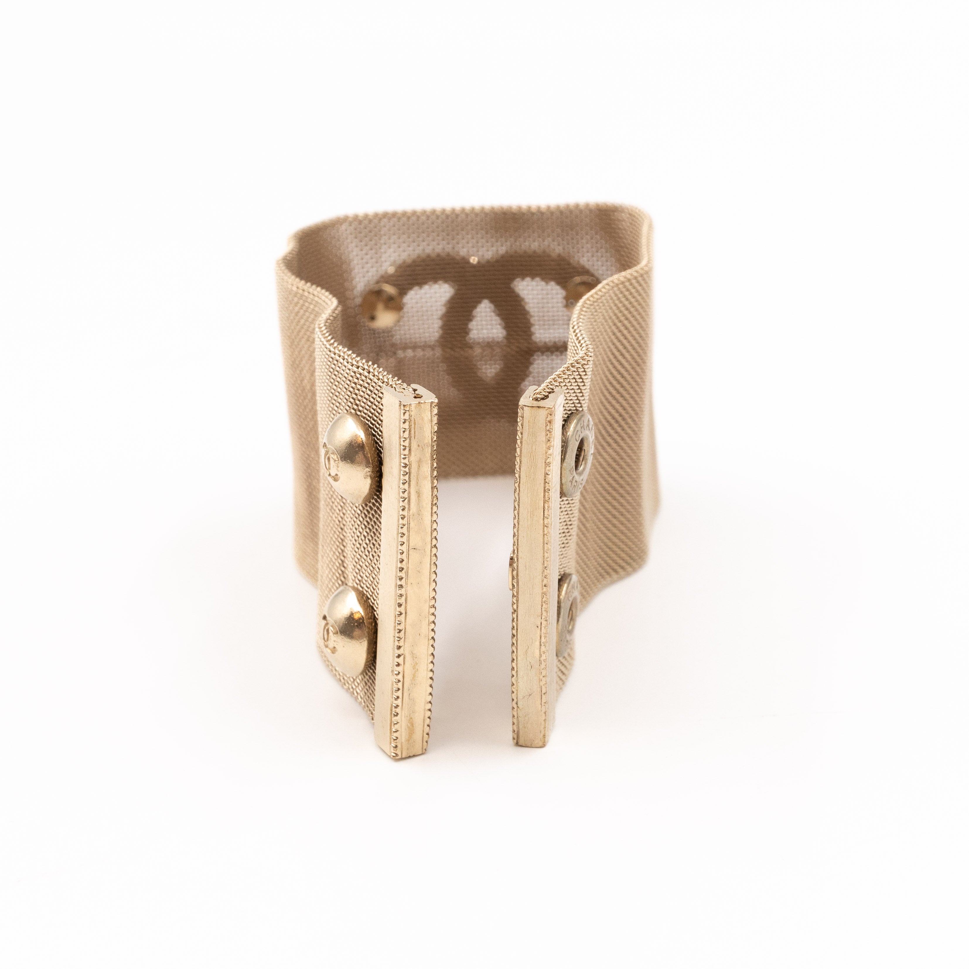 pre-loved Chanel Leather CC Link Wrap Cuff Bracelet - black/gold |  Garmentory