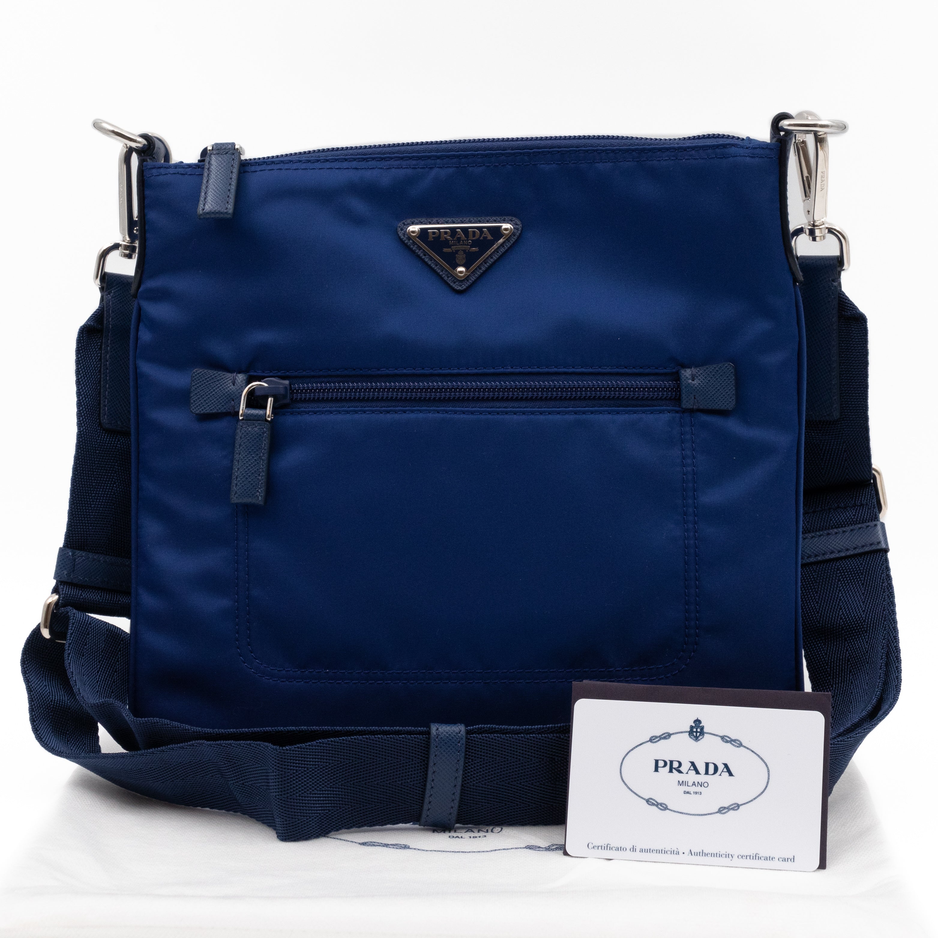 Prada Small Messenger Blue Tessuto Nylon Queen Station