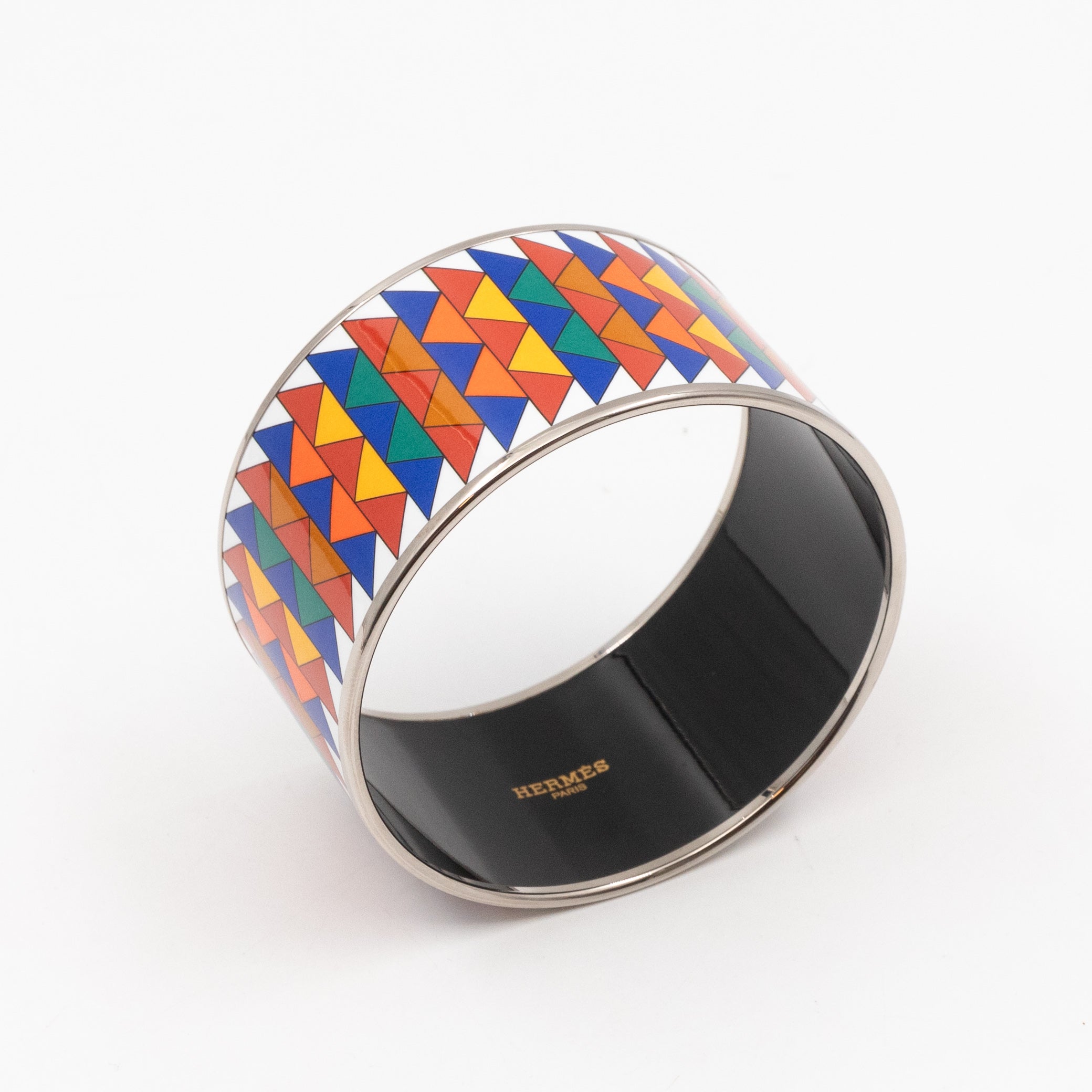 Triangles Mosaic Enamel Bangle Extra Wide Multicolor