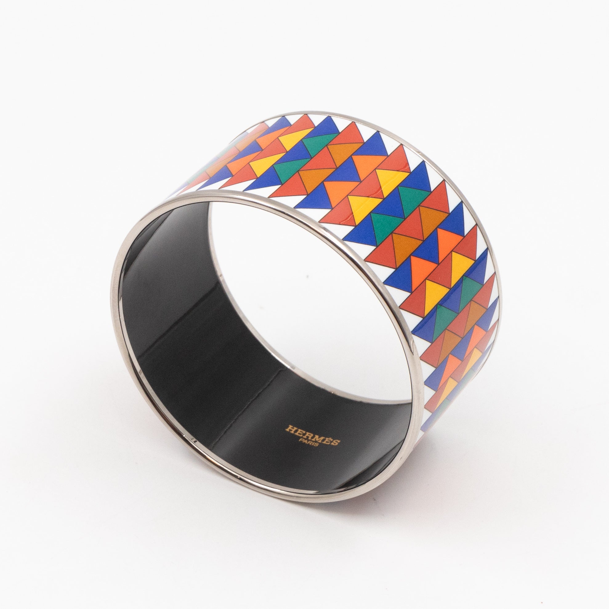 Triangles Mosaic Enamel Bangle Extra Wide Multicolor