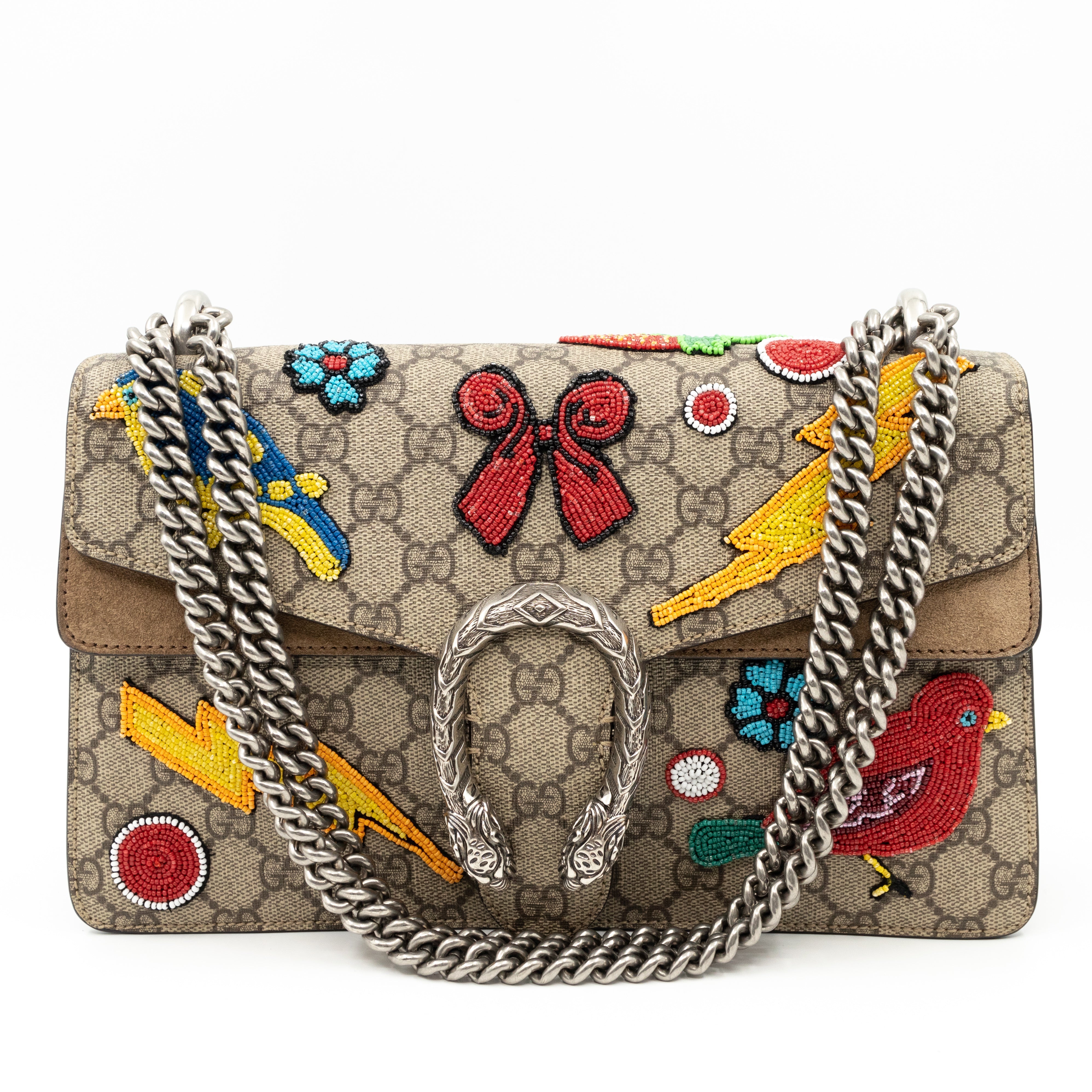 Gucci Gucci Dionysus Small GG Supreme Embroidered Birds Queen