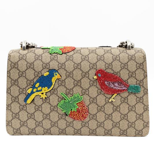 Dionysus Small GG Supreme Embroidered Birds