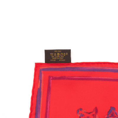 Silk Square Scarf Red Rainbow Monogram Giant