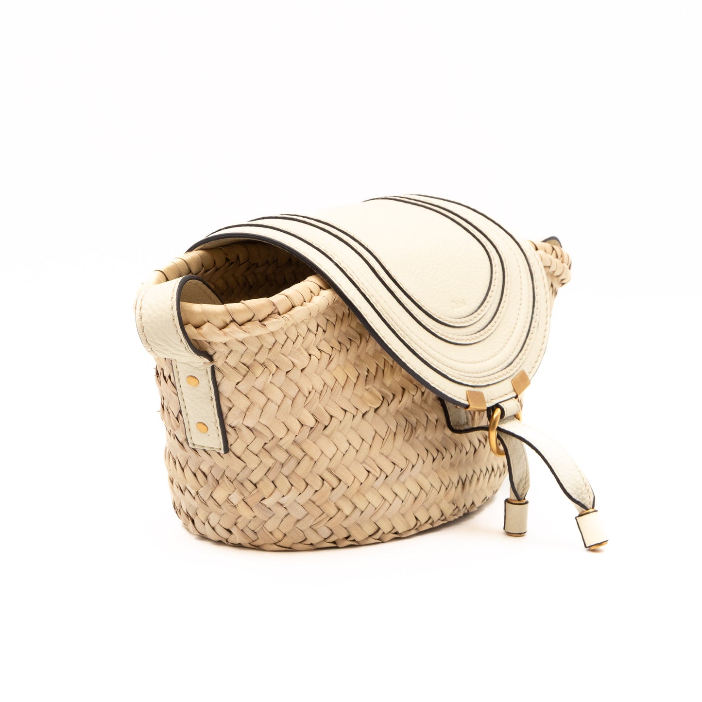 Small Marcie Wicker Straw Basket White